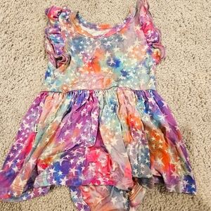 Little Sleepies Stardust, Flutter Dress with Bodysuit, 3-6M